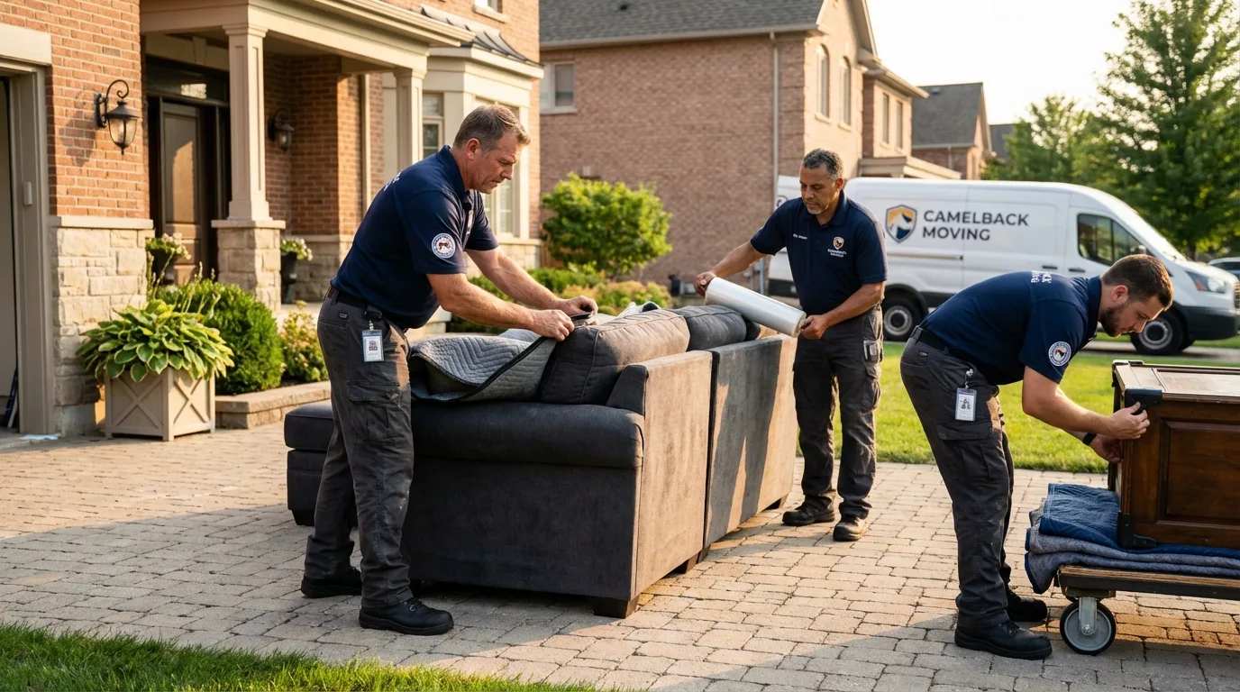 Large estate moving crew wrapping furniture in Woodlawn, IL